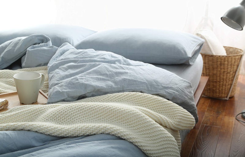 F.Y.Dreams 100% Washed Cotton Duvet Cover for Weighted Blanket 48x72 inches with 8 Ties, Zipper on Long Side/Light Blue/Just Duvet Cover - Image 5